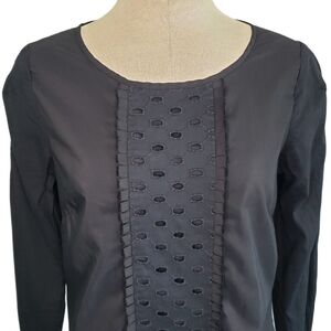 Gap black eyelet long sleeve popover top size XS